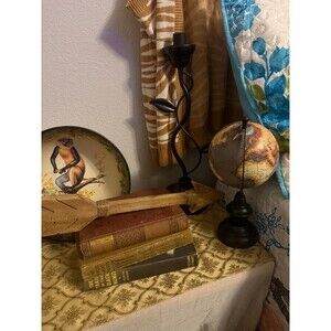 Vintage Globe, Arrow, & Leaf Lamp Lot, Office Decor, World Traveler, Rustic Deco